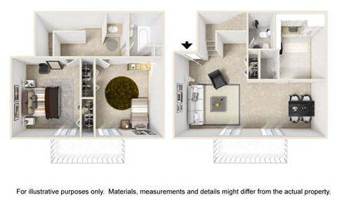 Floor plan for 2 beds, 1.5 baths, 1250 sqft